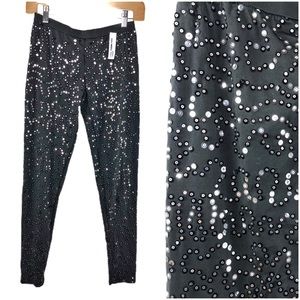 Black & Silver Sequined Stretch Disco Pants